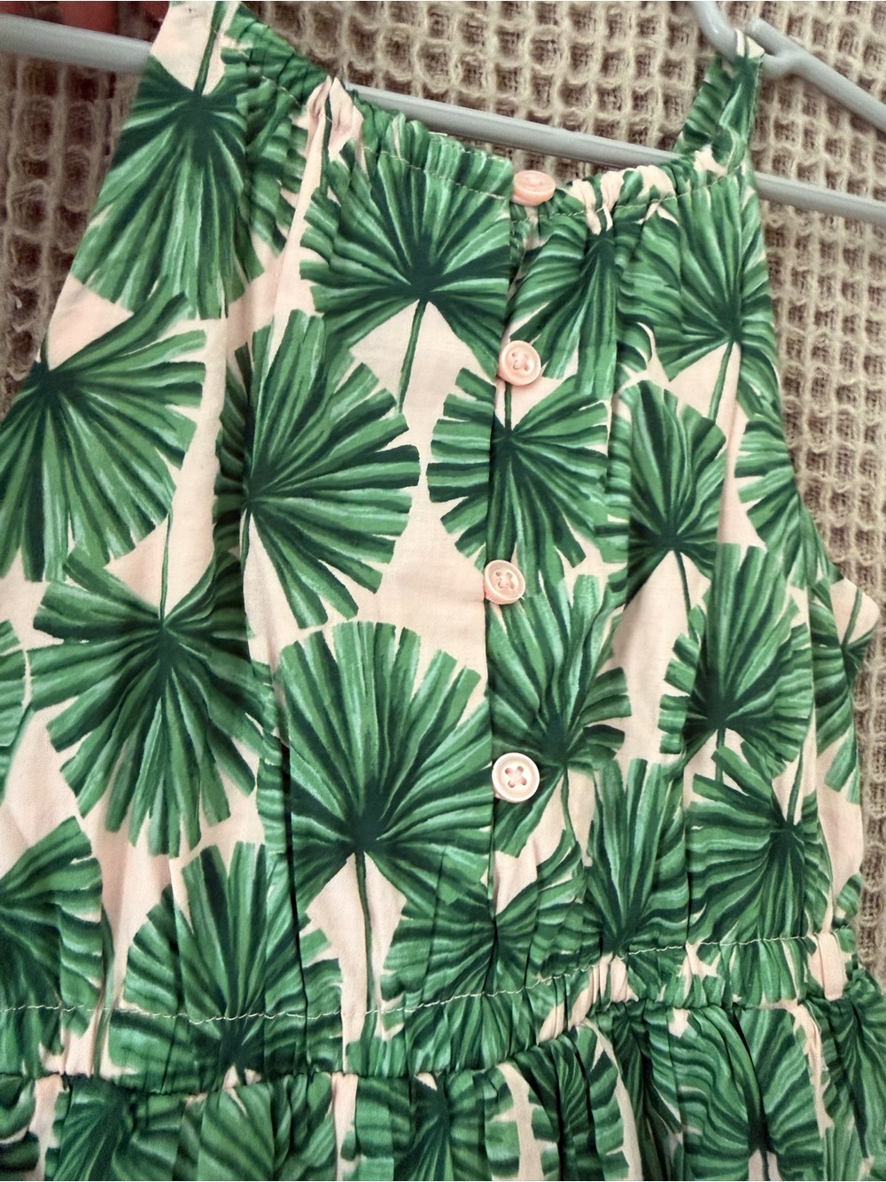 Janie and Jack Cream Dress with Green Palm Print - Picture 5 of 5